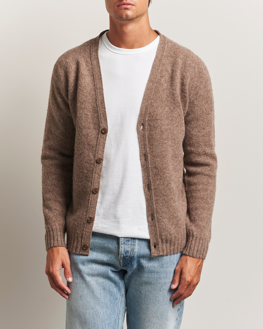 Mies | Puserot | Harley Of Scotland | Brushed Supersoft Lambswool Cardigan Tundra