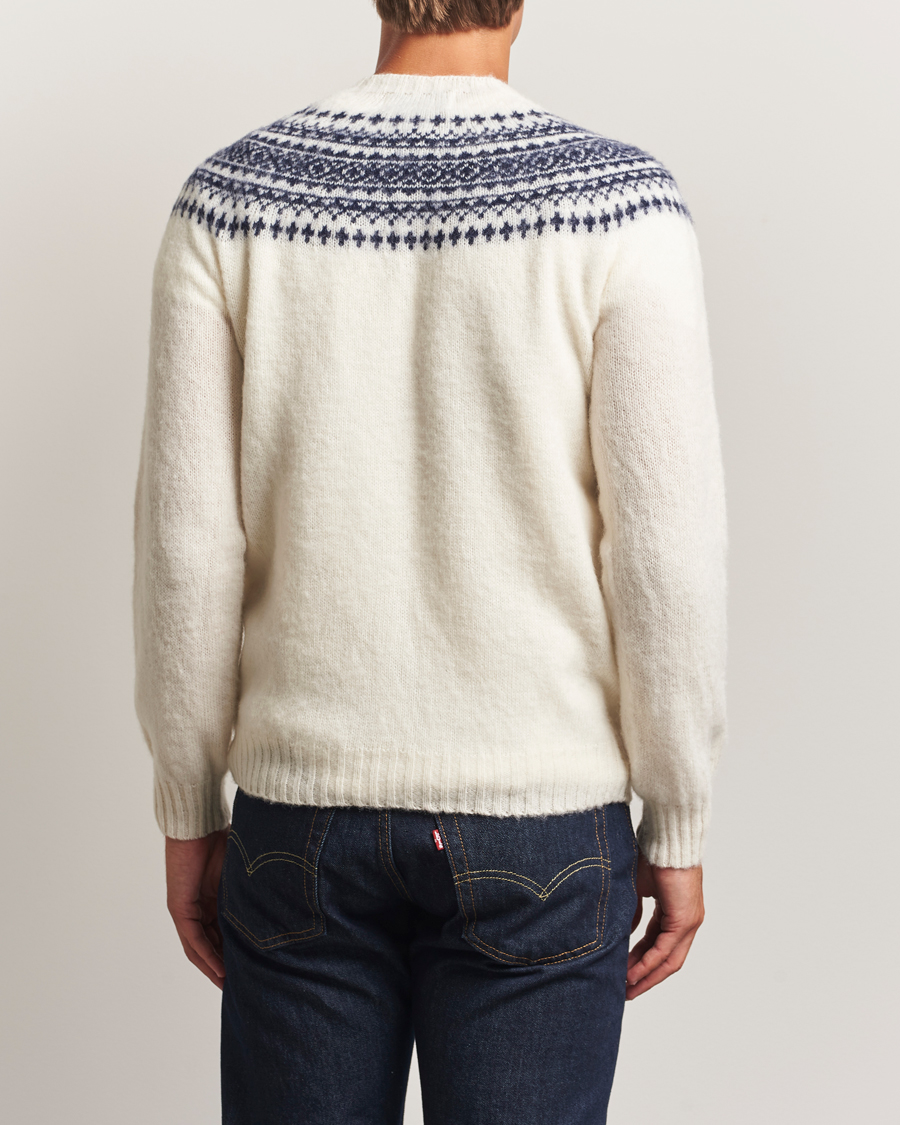 Mies | Puserot | Harley Of Scotland | Brushed Supersoft Lambswool Yolk Fairisle White