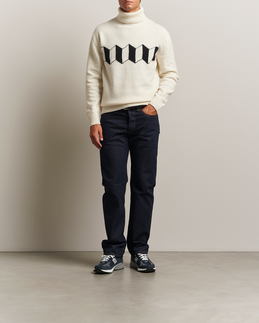 Mies | Puserot | Baracuta | Flag Logo Wool Turtleneck Antique White