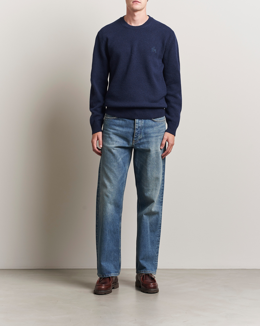 Mies | Puserot | Baracuta | Shetland Virgin Wool Crew Neck Navy