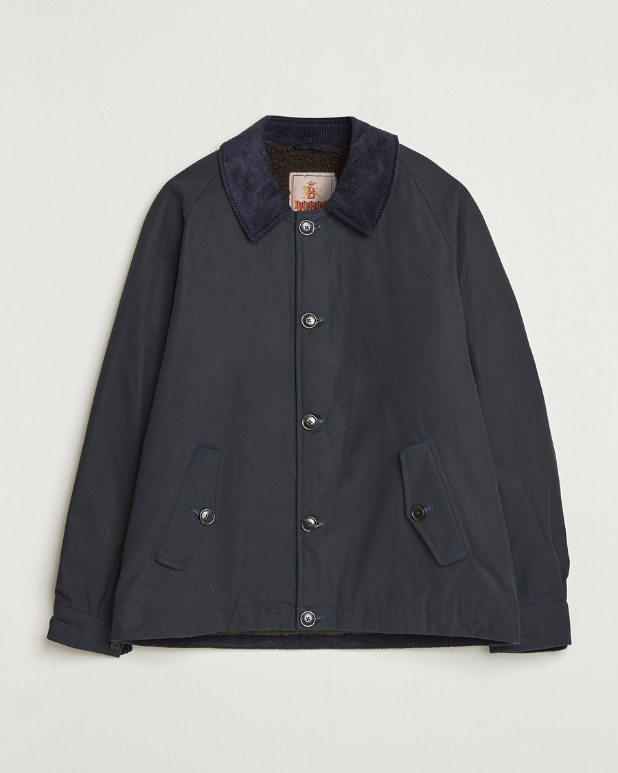 Mies | Takit | Baracuta | Waxed Sherling Lined Deck Jacket Dark Navy
