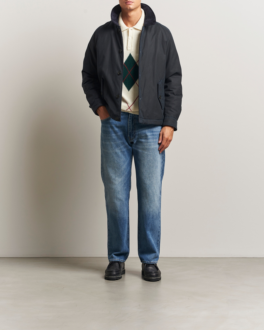 Mies | Takit | Baracuta | Waxed Sherling Lined Deck Jacket Dark Navy