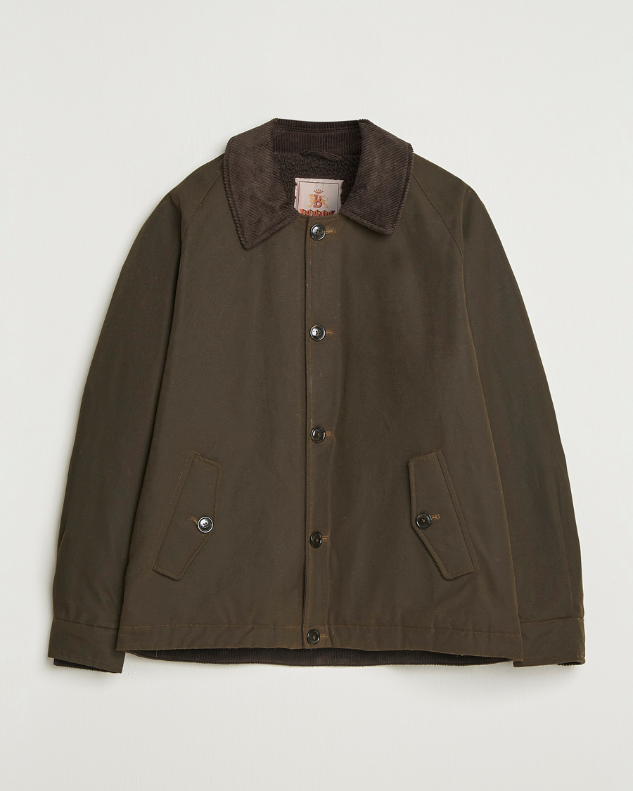 Mies | Takit | Baracuta | Waxed Sherling Lined Deck Jacket Deep Moss