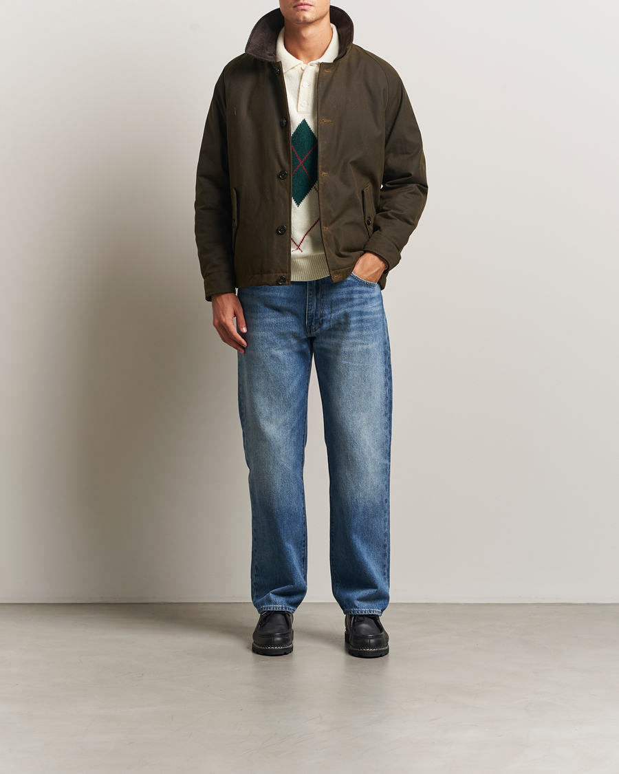 Mies | Takit | Baracuta | Waxed Sherling Lined Deck Jacket Deep Moss