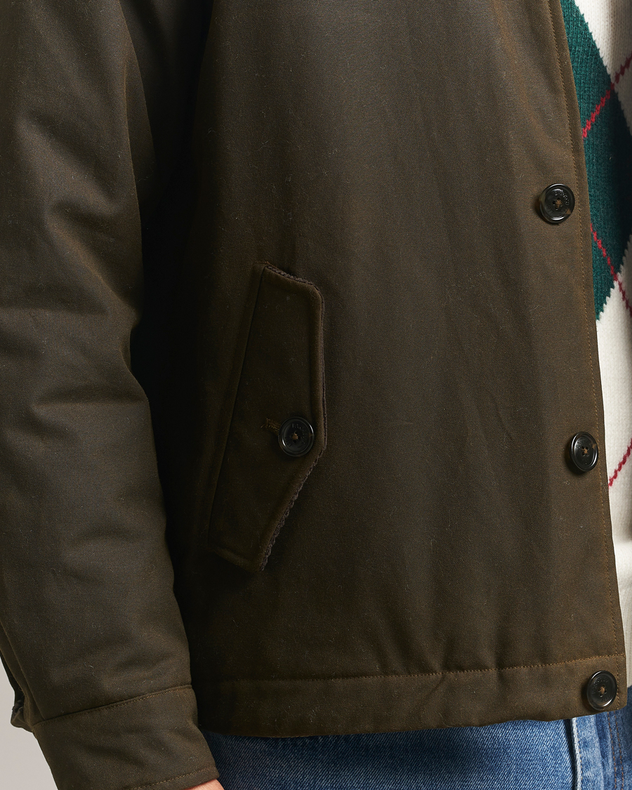 Mies | Takit | Baracuta | Waxed Sherling Lined Deck Jacket Deep Moss
