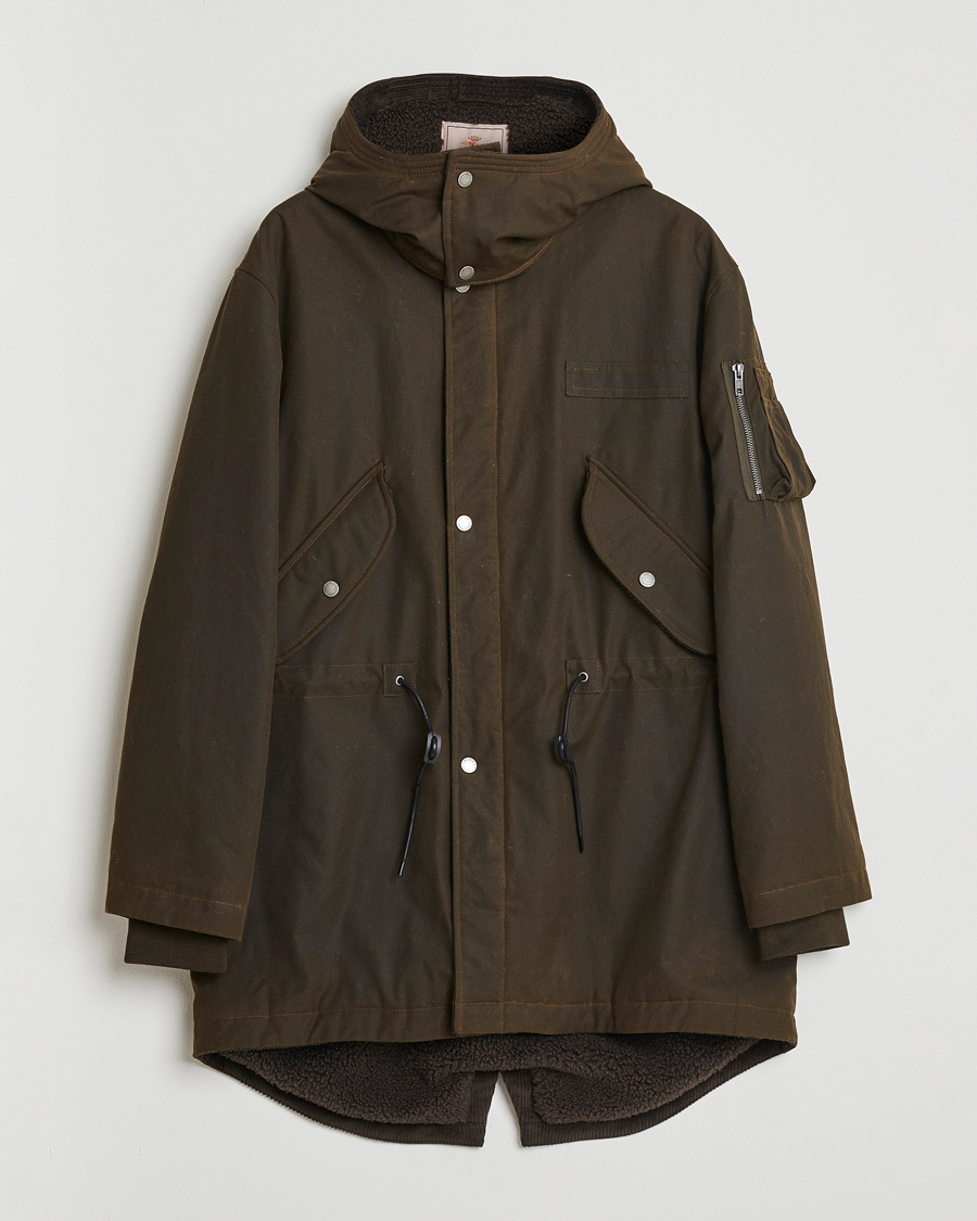 Mies | Takit | Baracuta | Waxed Sherling Lined Parka Deep Moss