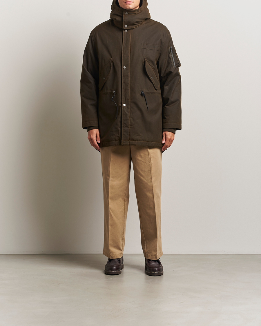 Mies | Takit | Baracuta | Waxed Sherling Lined Parka Deep Moss