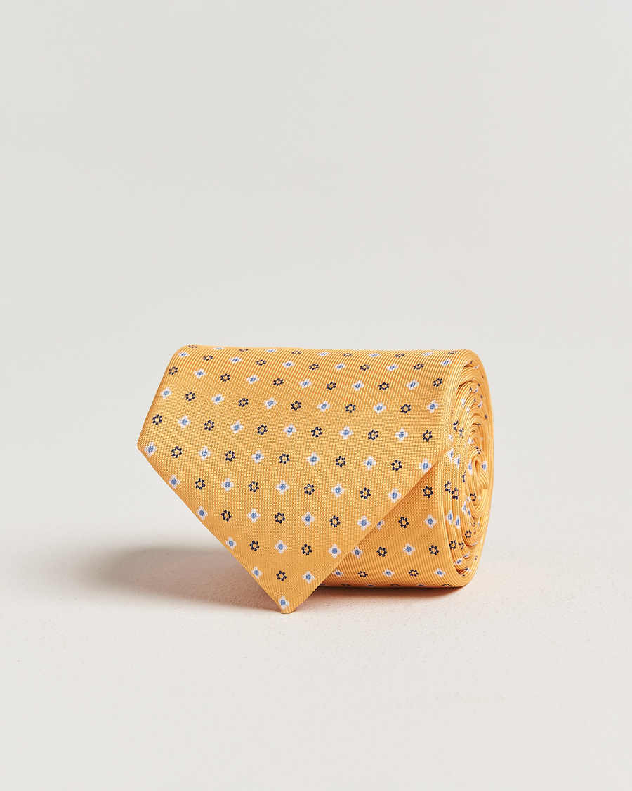 Mies | E. Marinella 3-Fold Printed Silk Tie Yellow | E. Marinella | 3-Fold Printed Silk Tie Yellow
