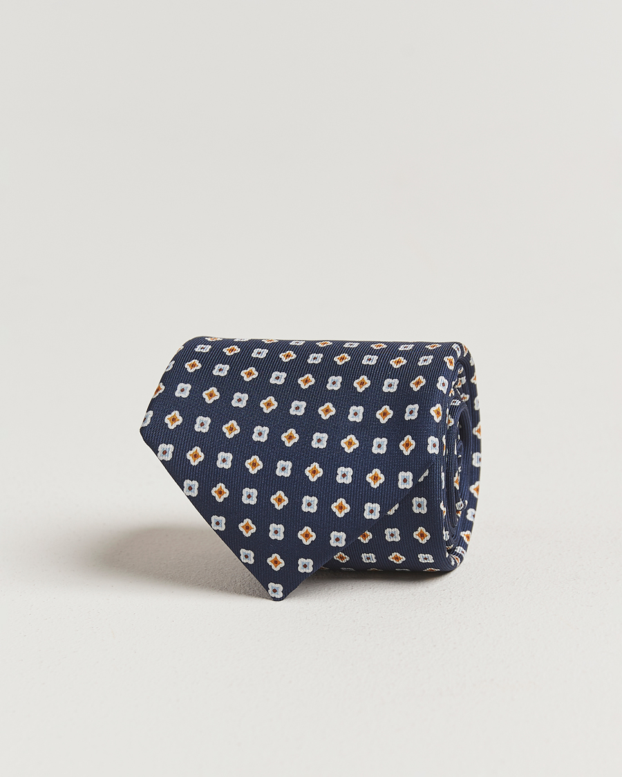 Mies | Solmiot | E. Marinella | 3-Fold Printed Silk Tie Navy