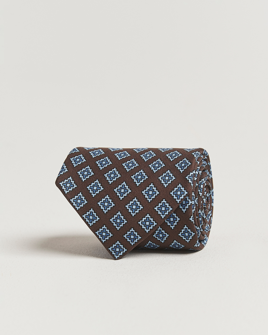 Mies | Solmiot | E. Marinella | Archivio 3-Fold Printed Silk Tie Brown