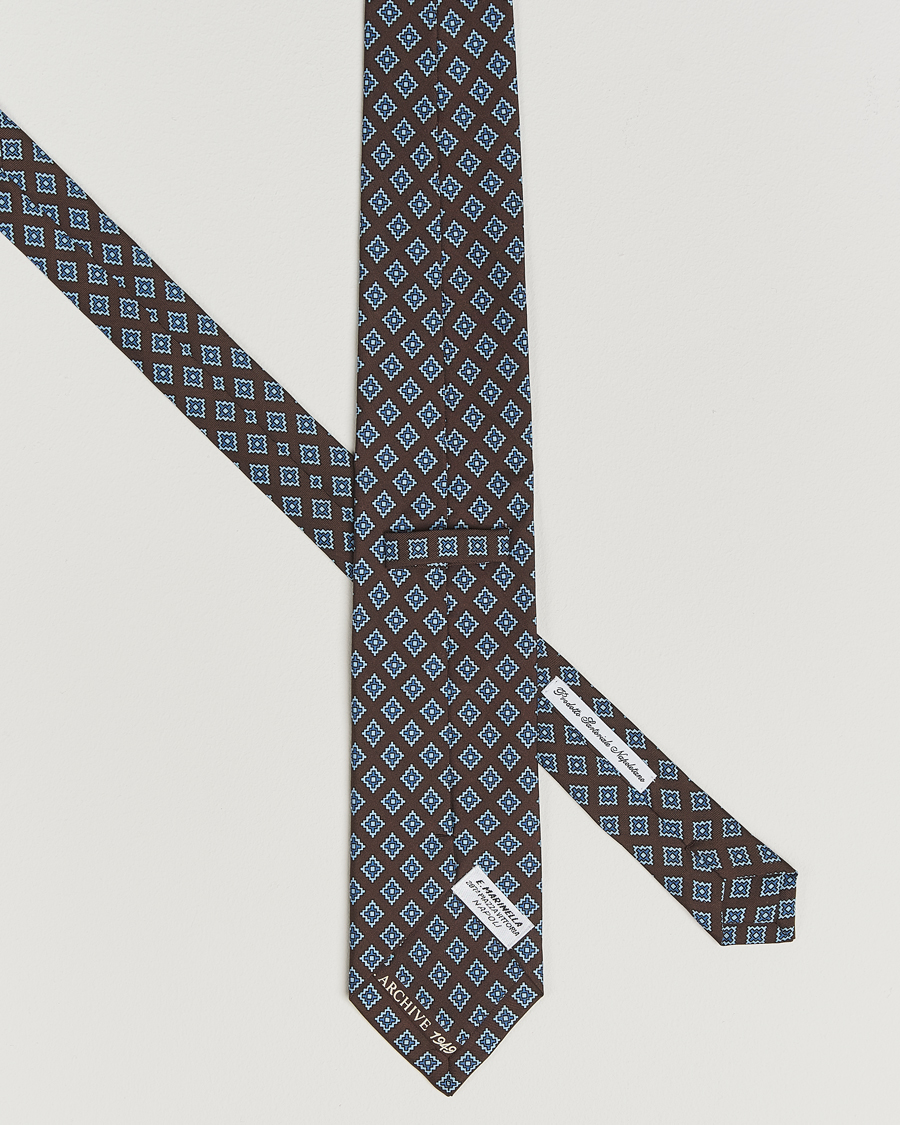 Mies | Solmiot | E. Marinella | Archivio 3-Fold Printed Silk Tie Brown