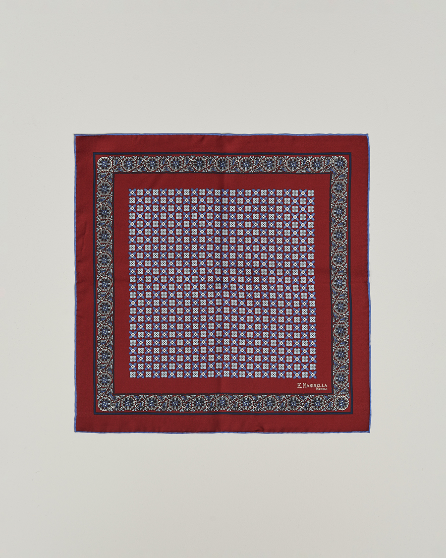 Mies | Taskuliinat | E. Marinella | Silk Pocket Square Burgundy