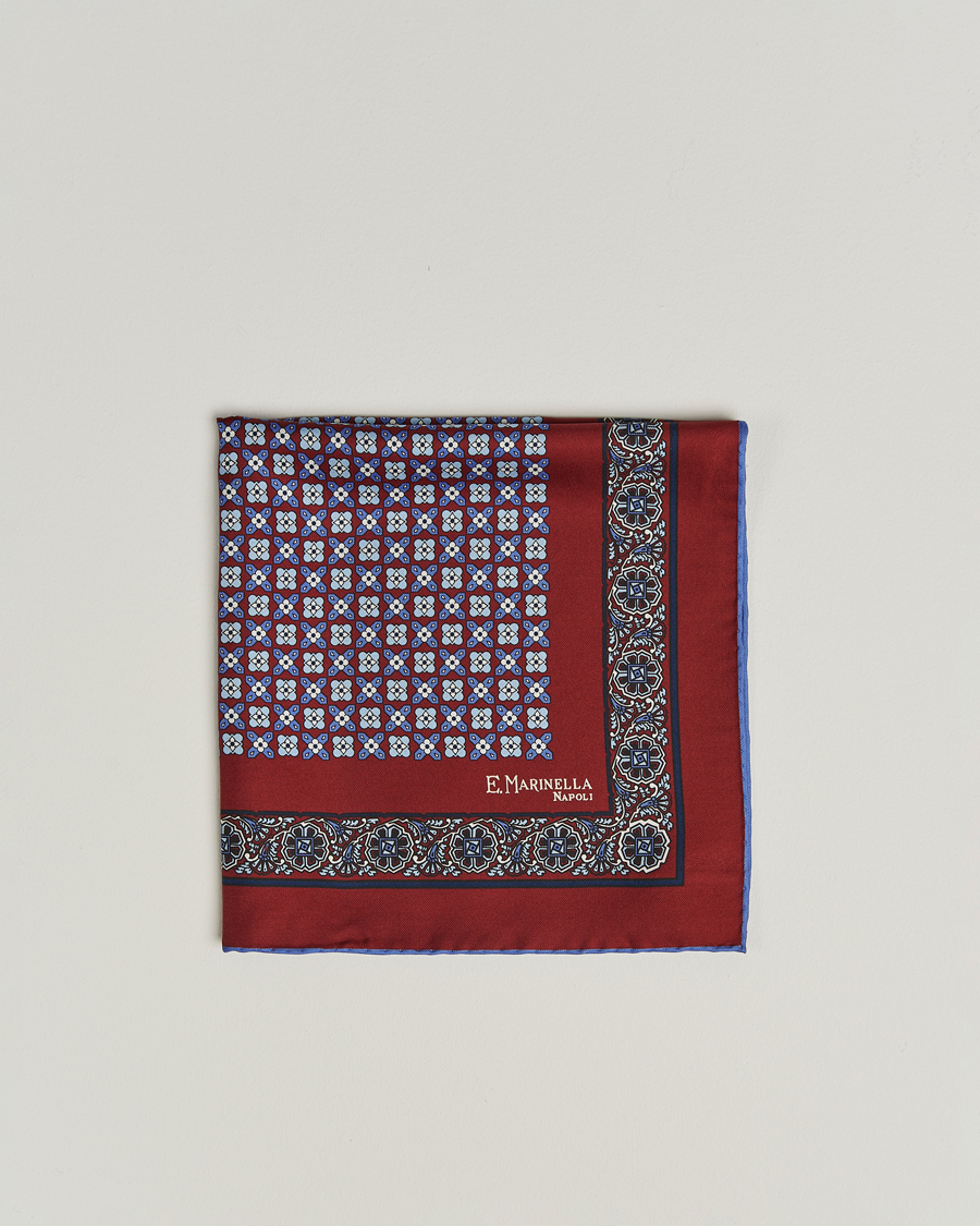Mies | Taskuliinat | E. Marinella | Silk Pocket Square Burgundy