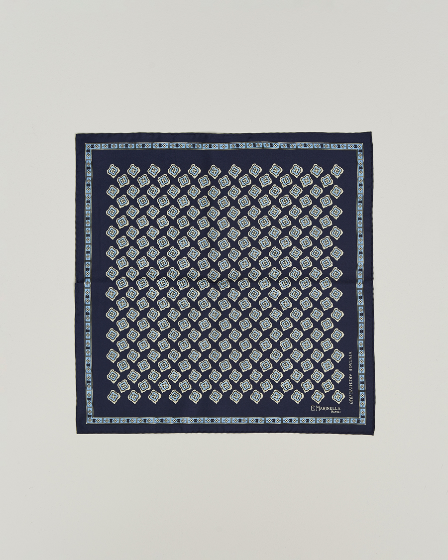 Mies | E. Marinella Archivio Silk Pocket Square Navy | E. Marinella | Archivio Silk Pocket Square Navy