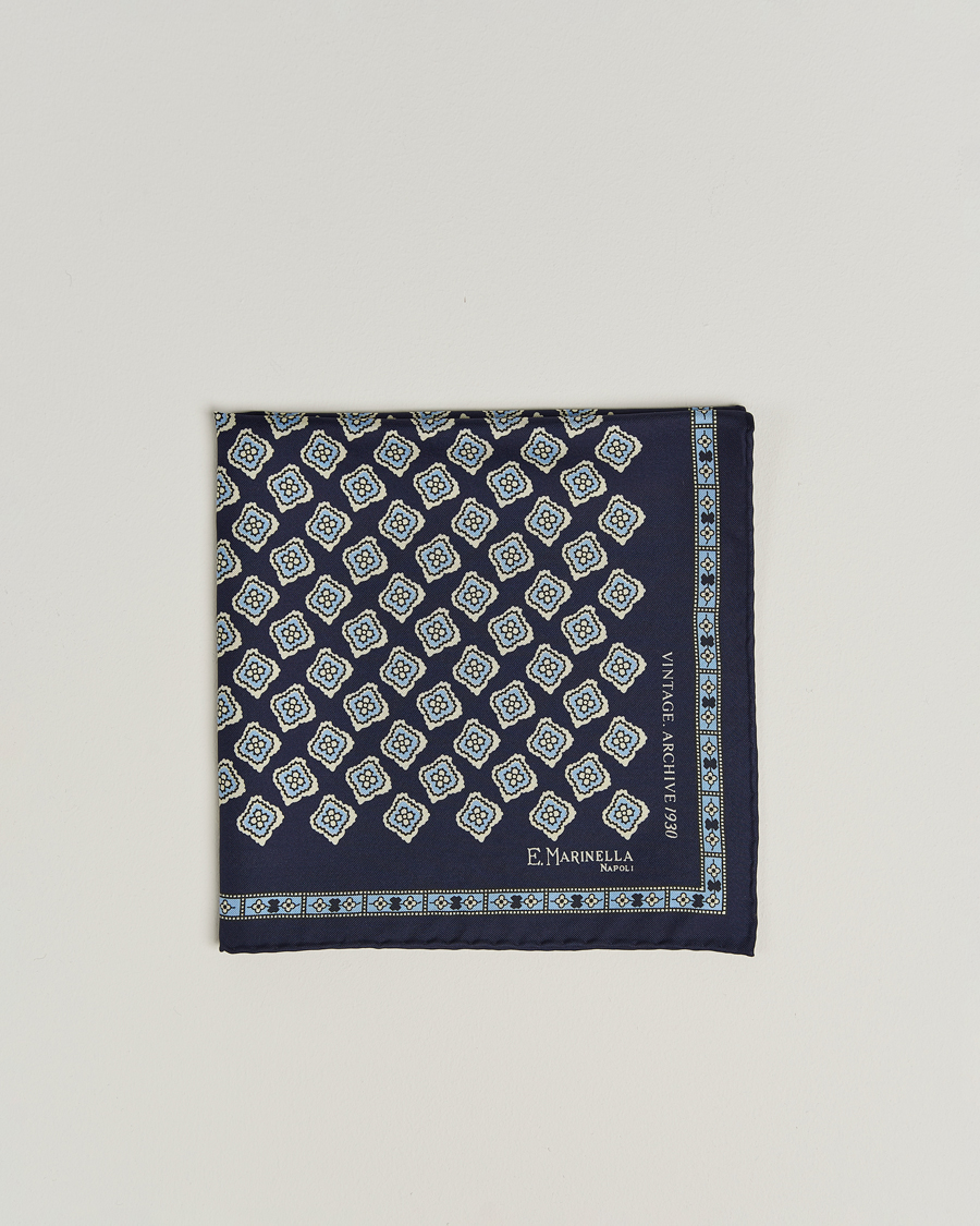 Mies | E. Marinella Archivio Silk Pocket Square Navy | E. Marinella | Archivio Silk Pocket Square Navy