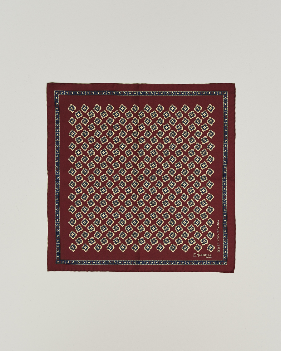 Mies | E. Marinella Archivio Silk Pocket Square Burgundy | E. Marinella | Archivio Silk Pocket Square Burgundy