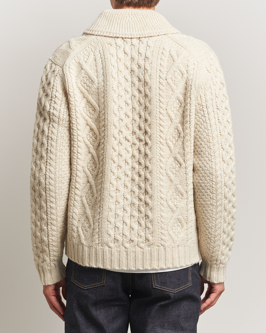 Mies | Puserot | Morris | Cornwall Cable Full Zip Jacket OfF White