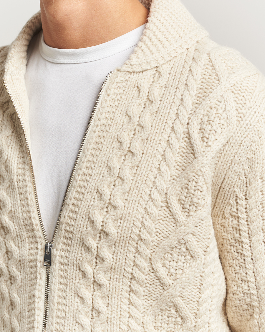 Mies | Puserot | Morris | Cornwall Cable Full Zip Jacket OfF White