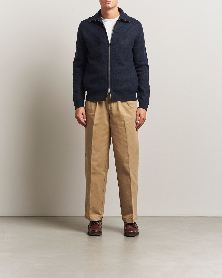 Mies | Puserot | Morris | Corke Knitted Zip Jacket Navy