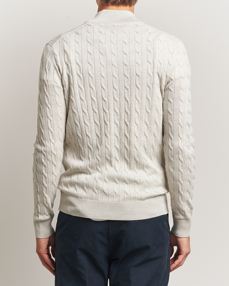 Mies | Puserot | Morris | Merino Cable Half Zip Off White