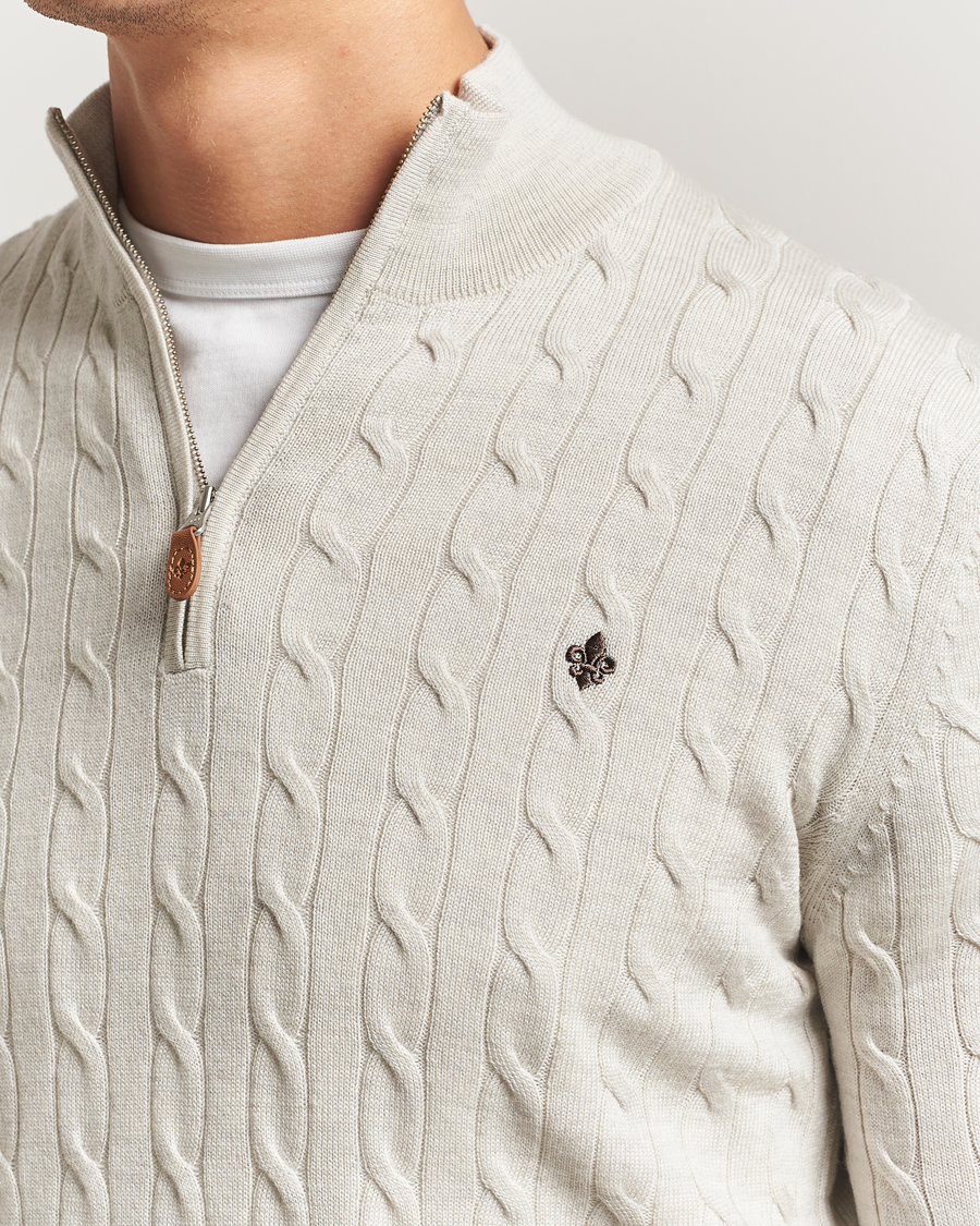 Mies | Puserot | Morris | Merino Cable Half Zip Off White