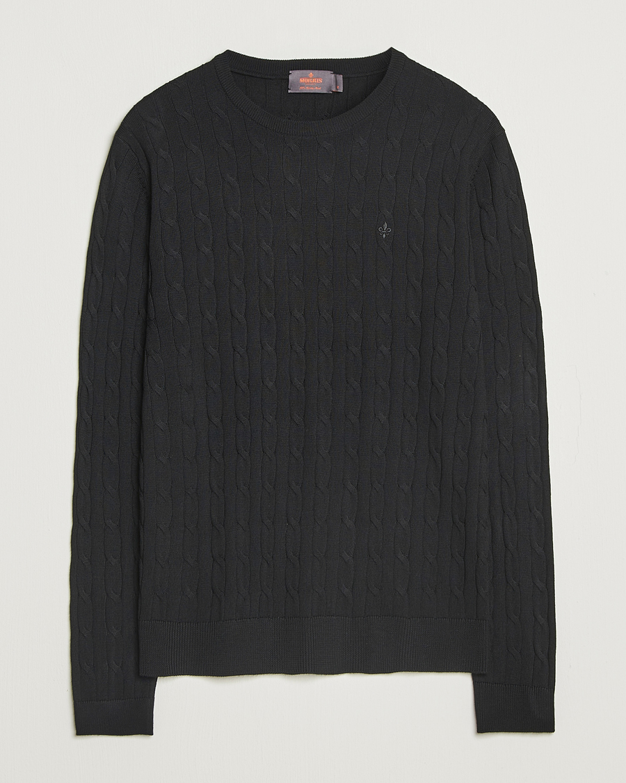 Mies | Puserot | Morris | Merino Cable O-Neck Black