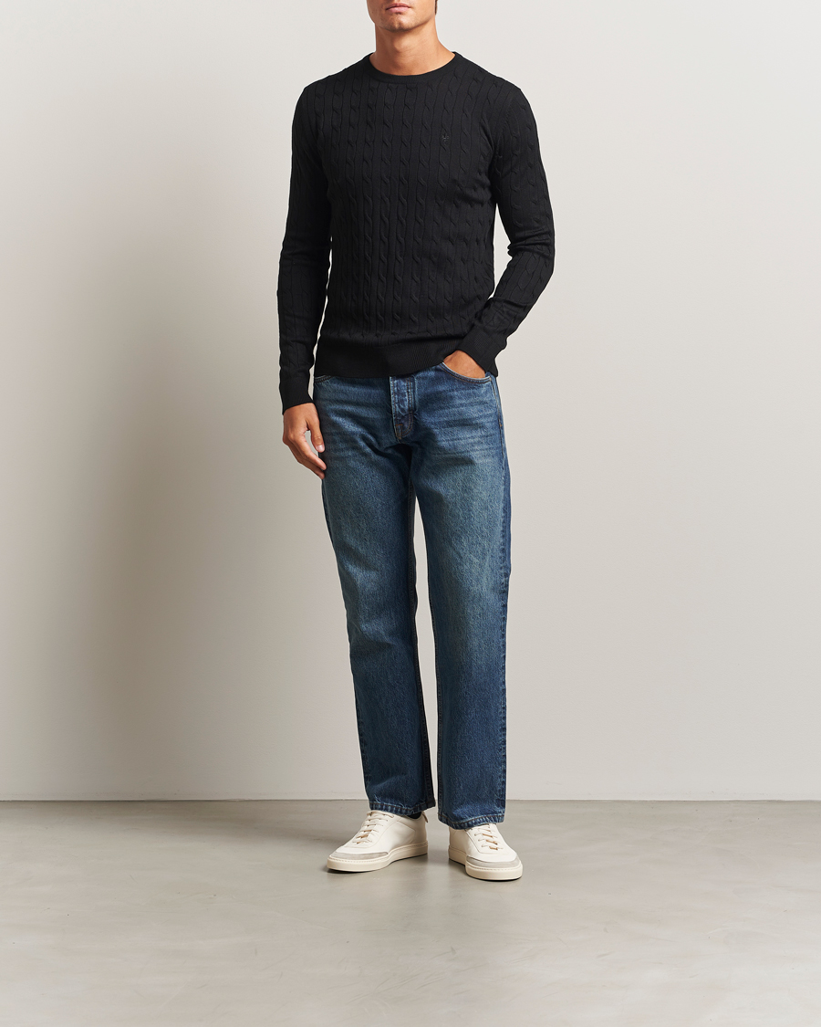 Mies | Puserot | Morris | Merino Cable O-Neck Black