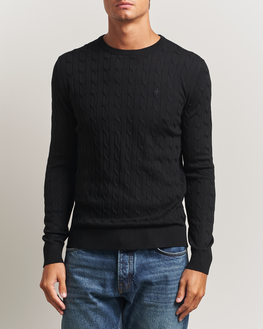 Mies | Puserot | Morris | Merino Cable O-Neck Black