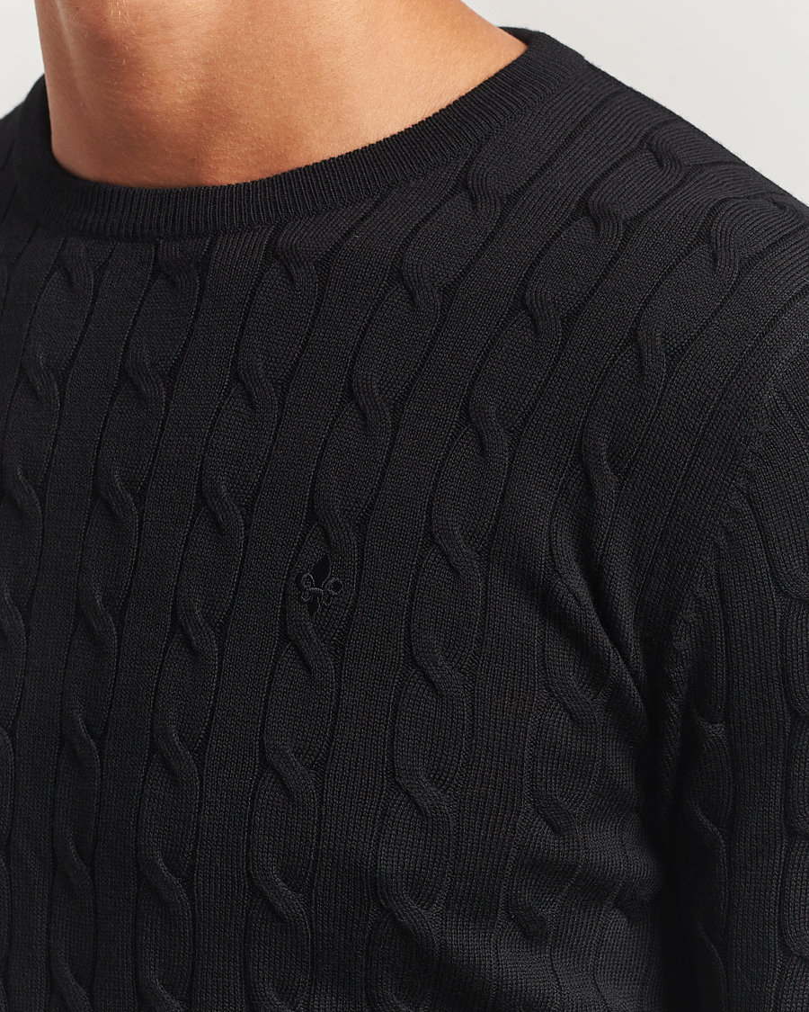 Mies | Puserot | Morris | Merino Cable O-Neck Black