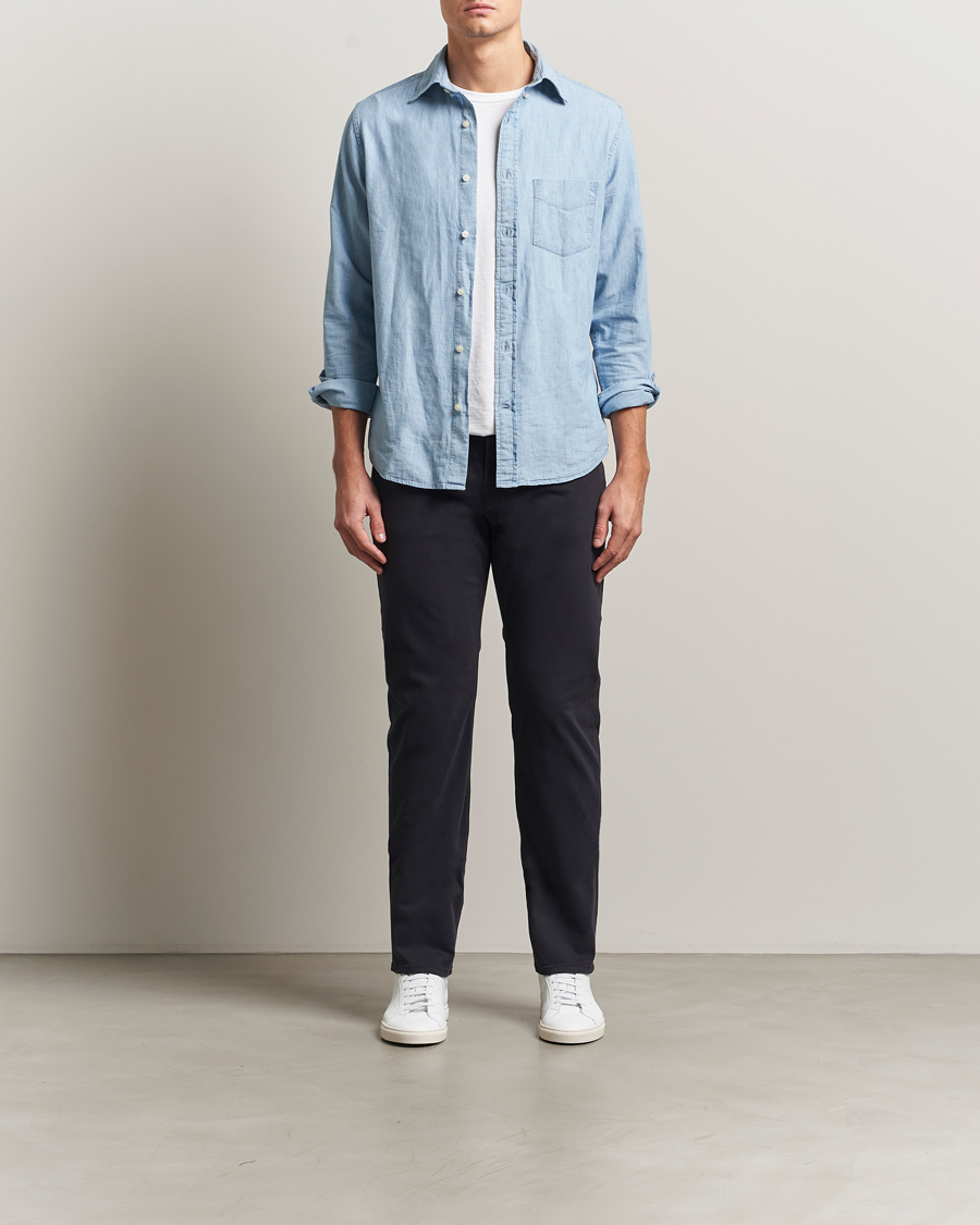 Mies | Housut | Morris | James Brushed 5-Pocket Pants Blue