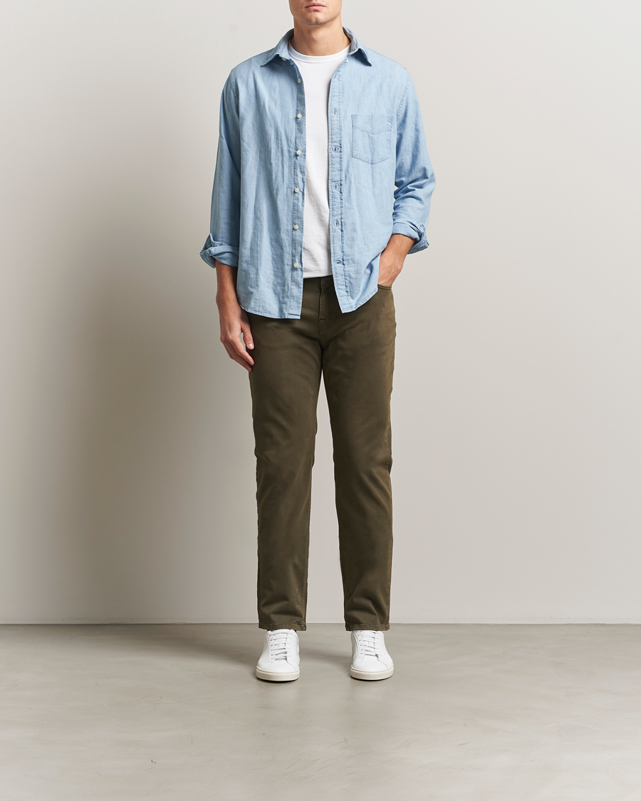Mies | Housut | Morris | James Brushed 5-Pocket Pants Olive