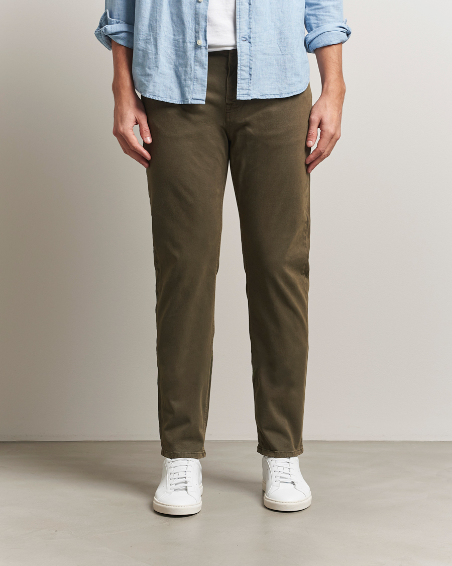 Mies | Housut | Morris | James Brushed 5-Pocket Pants Olive