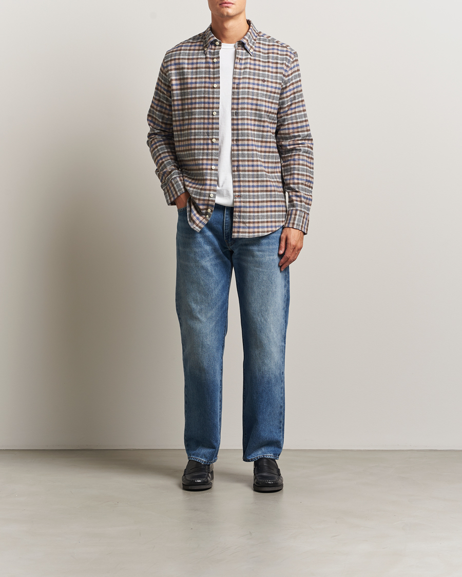 Mies | Kauluspaidat | Morris | Flannel Check Shirt Brown
