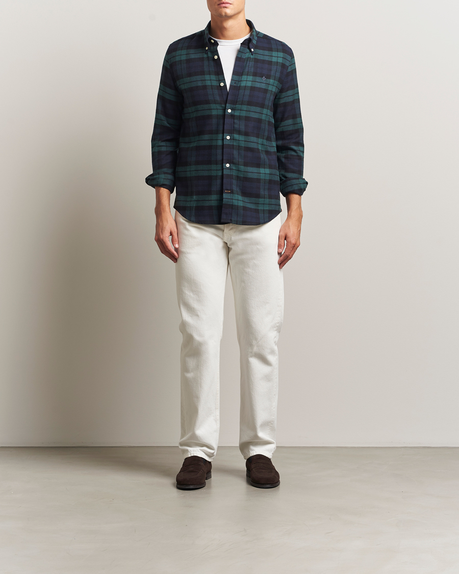 Mies | Kauluspaidat | Morris | Soft Twill Tartan Shirt Navy