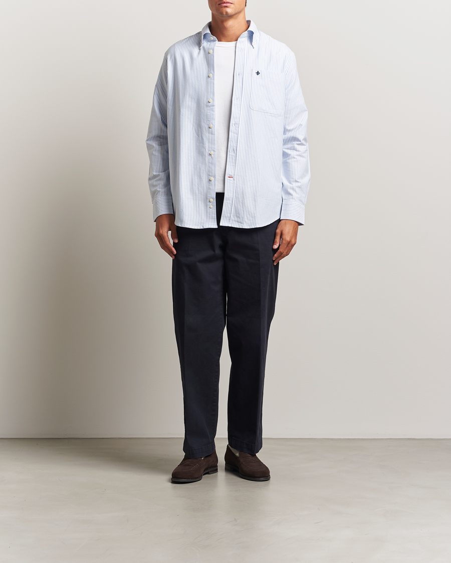 Mies | Kauluspaidat | Morris | Club Oxford Striped Pocket Shirt Blue