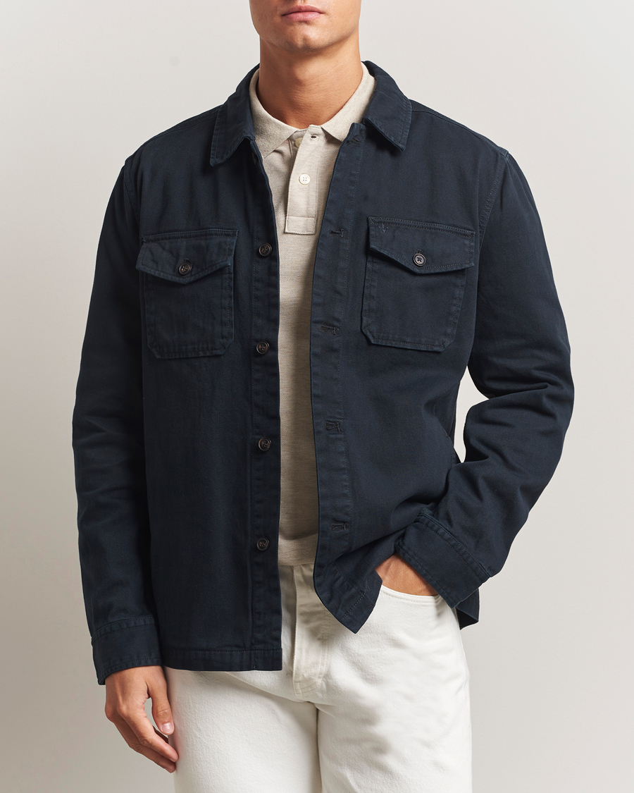 Mies | Kauluspaidat | Morris | Alain Twill Shirt Jacket Old Blue