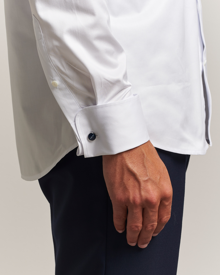 Mies | Kauluspaidat | Stenströms | Regular Fit Cotton Twill Double Cuff Shirt White
