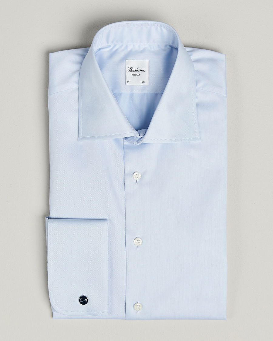Mies | Kauluspaidat | Stenströms | Regular Fit Cotton Twill Double Cuff Shirt Blue