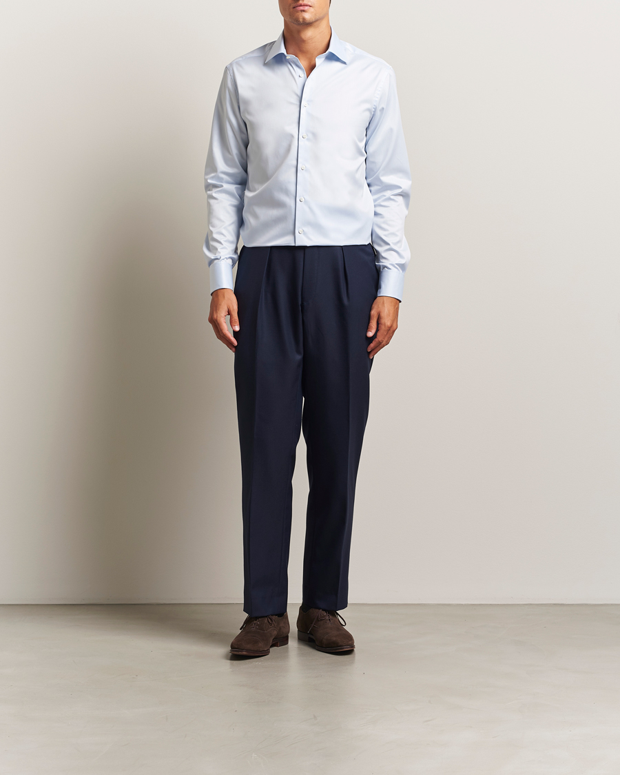 Mies | Kauluspaidat | Stenströms | Regular Fit Cotton Twill Double Cuff Shirt Blue