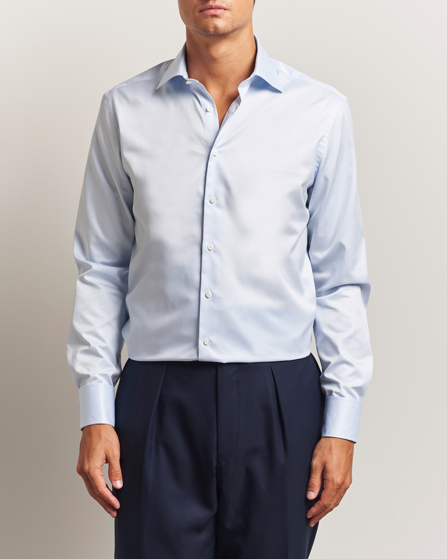 Mies | Kauluspaidat | Stenströms | Regular Fit Cotton Twill Double Cuff Shirt Blue