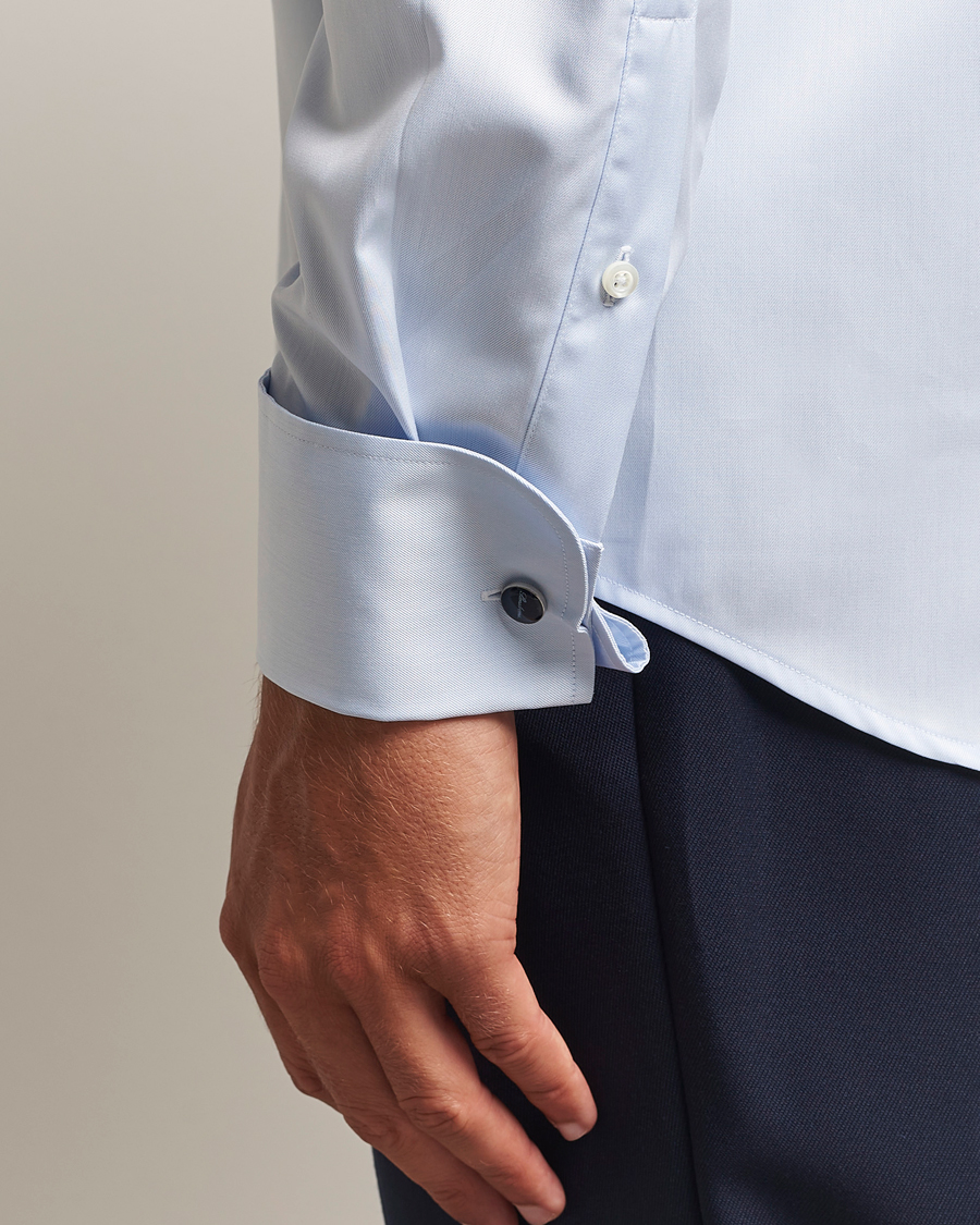 Mies | Kauluspaidat | Stenströms | Regular Fit Cotton Twill Double Cuff Shirt Blue