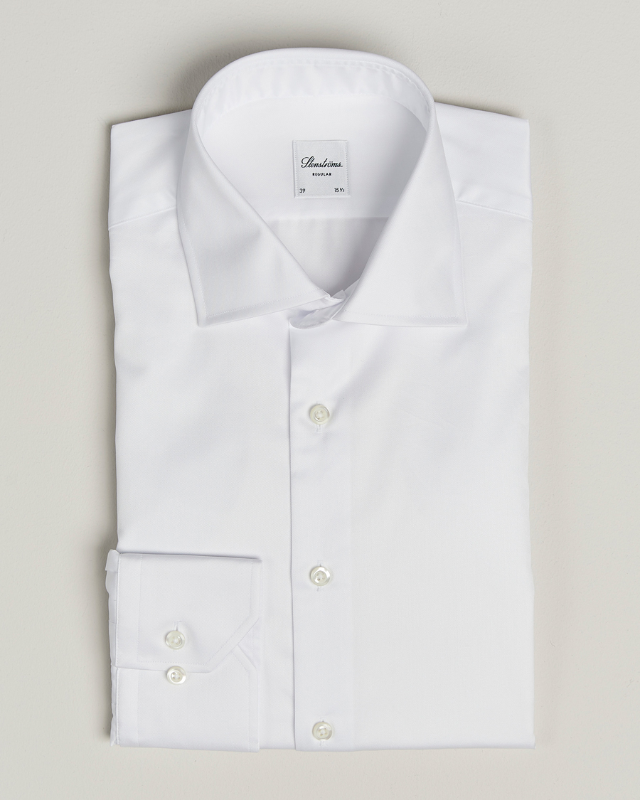 Mies | Kauluspaidat | Stenströms | Regular Fit Cotton Twill Shirt White
