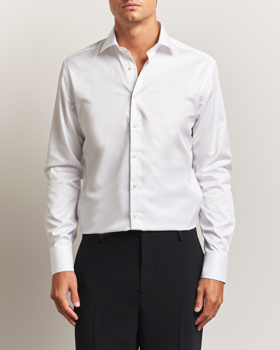Mies | Kauluspaidat | Stenströms | Regular Fit Cotton Twill Shirt White