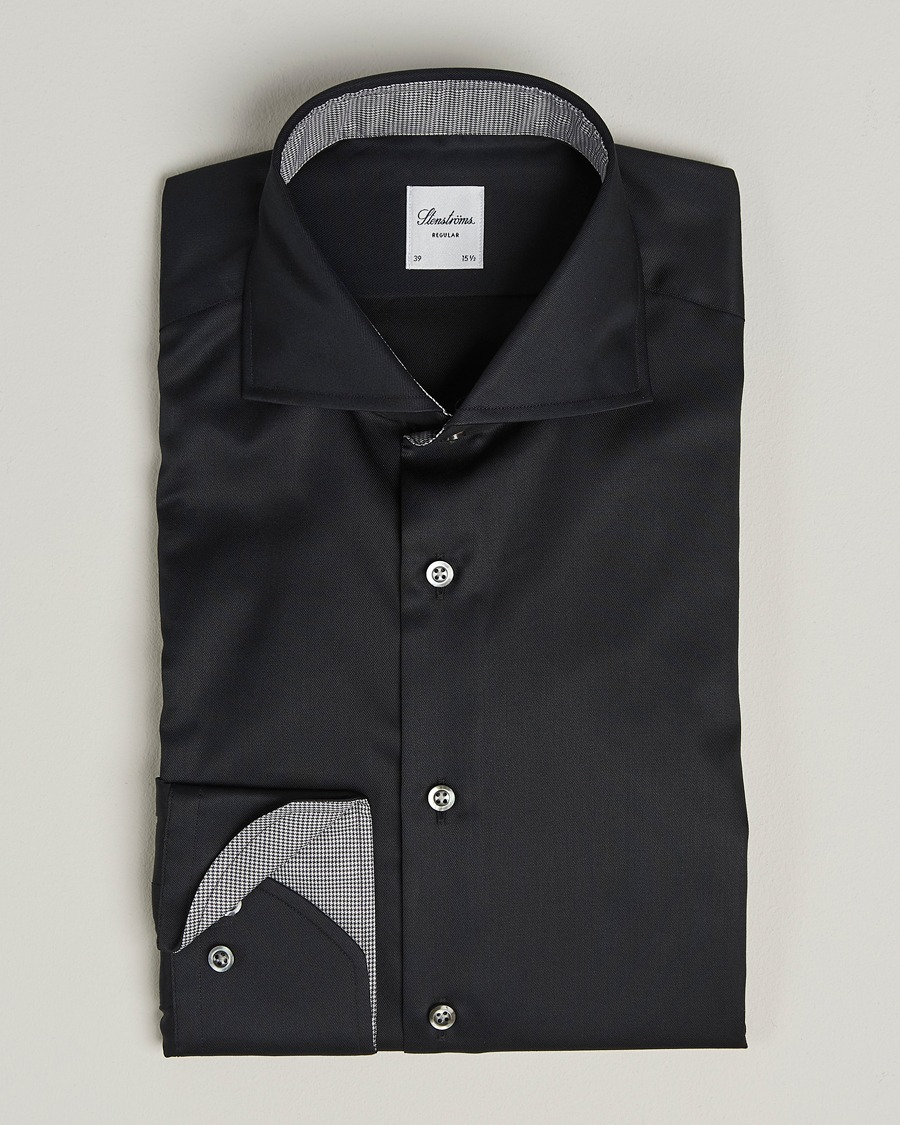 Mies | Kauluspaidat | Stenströms | Regular Fit Contrast Shirt Black