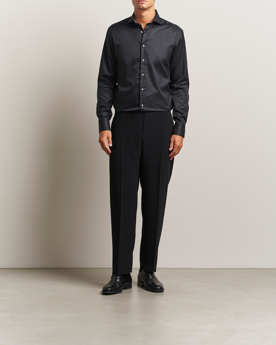 Mies | Kauluspaidat | Stenströms | Regular Fit Contrast Shirt Black