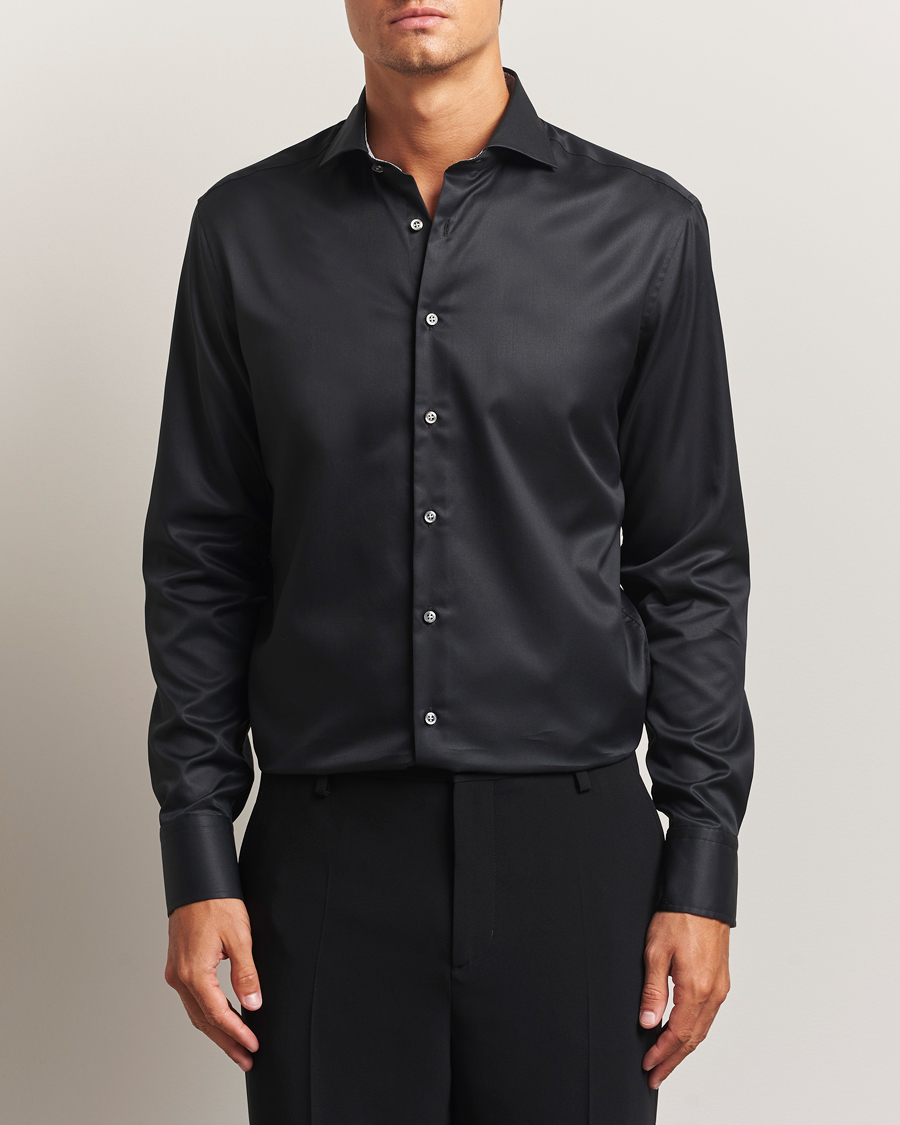 Mies | Kauluspaidat | Stenströms | Regular Fit Contrast Shirt Black