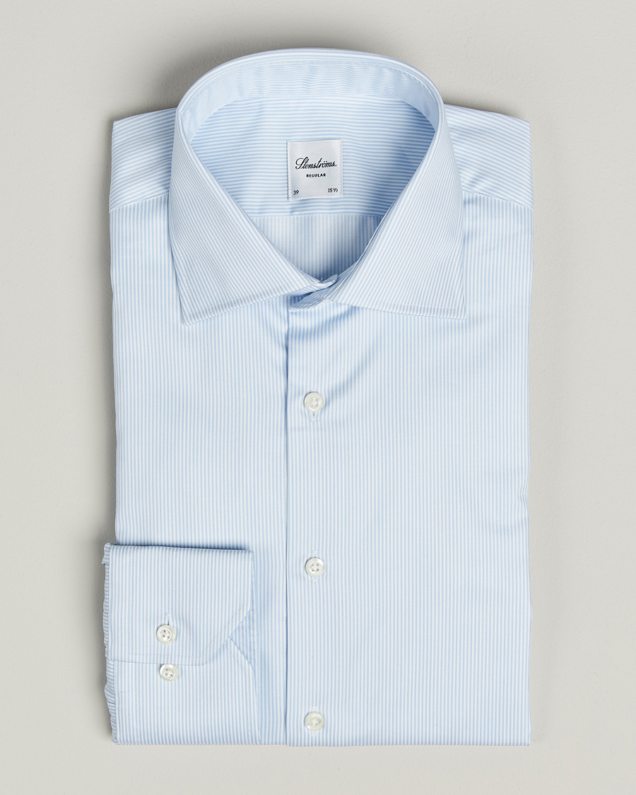 Mies | Kauluspaidat | Stenströms | Regular Fit Thin Stripe Shirt White/Blue