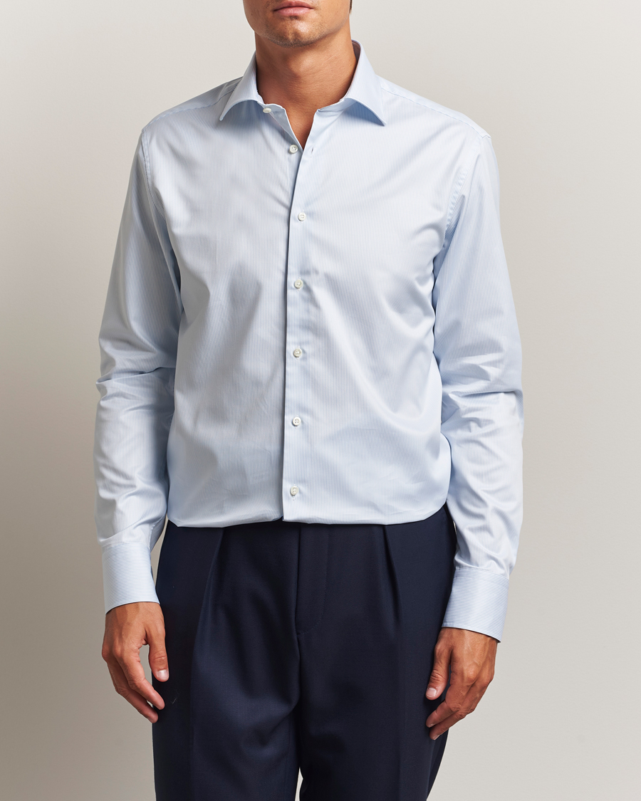 Mies | Kauluspaidat | Stenströms | Regular Fit Thin Stripe Shirt White/Blue