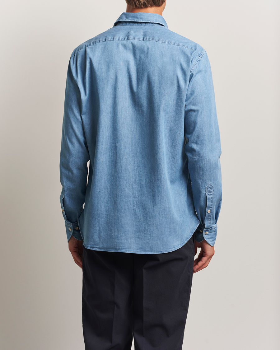 Mies | Kauluspaidat | Stenströms | Regular Fit Garment Washed Shirt Light Denim