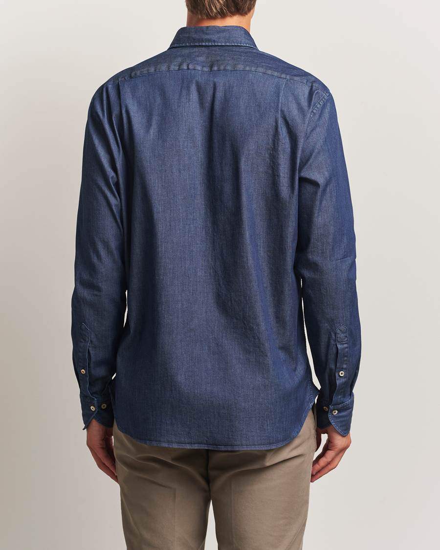 Mies | Kauluspaidat | Stenströms | Regular Fit Garment Washed Shirt Dark Denim